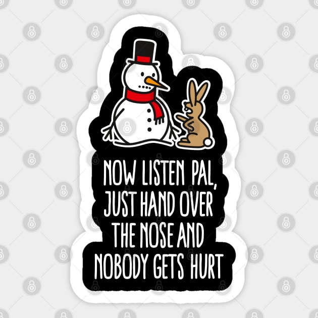 Funny Christmas snowman carrot bunny rabbit comic Sticker by LaundryFactory